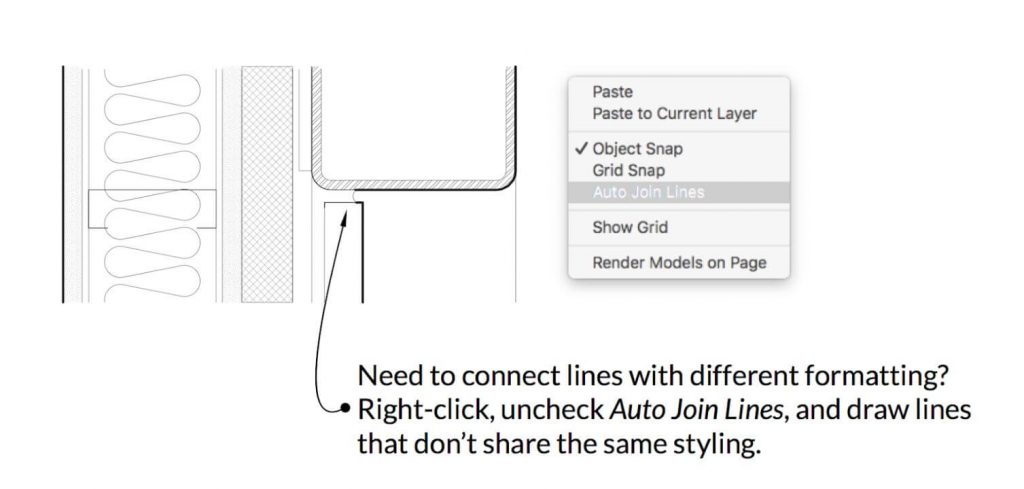 SketchUp LayOut tips, connecting lines